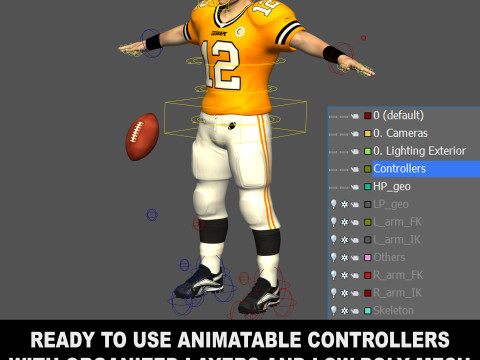 미식축구 선수 Rigged v3 3D 모델