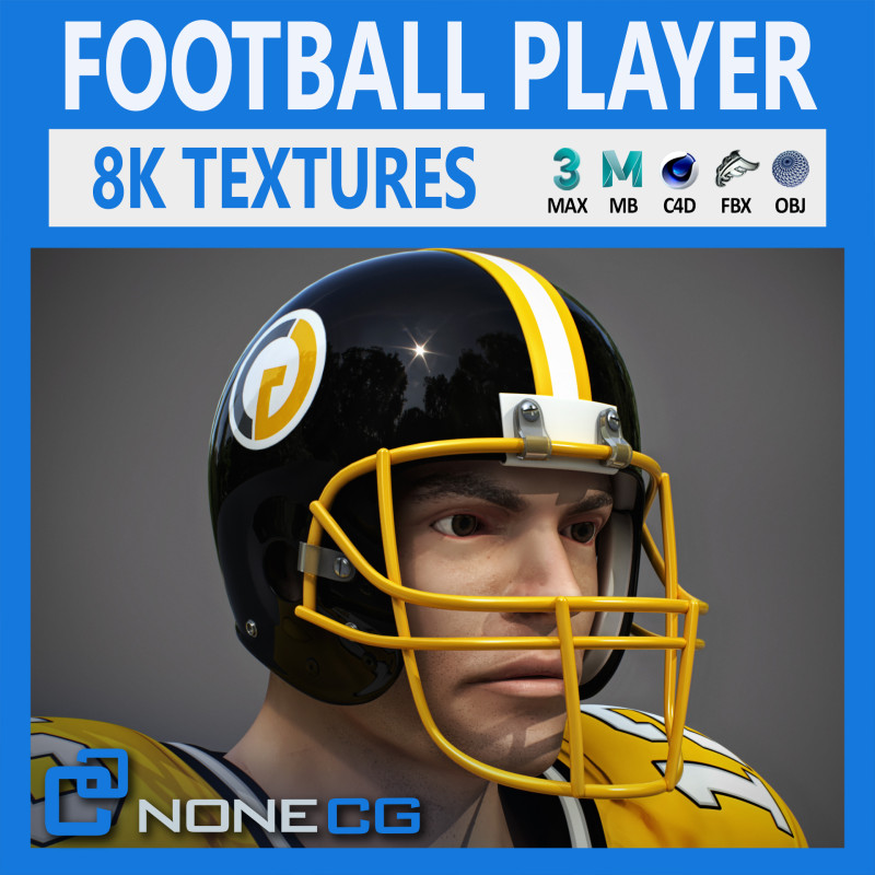 Jogador de futebol americano v3 Modelo 3D .c4d .max .obj .3ds .fbx .stl .blend 