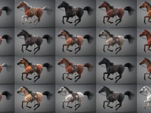 Animated Horses v5 3D Model