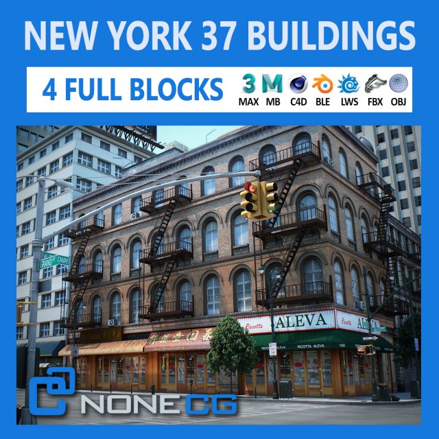 new york city blocks 37 buildings v2 Modelo 3D .c4d .max .obj .3ds .fbx .stl .blend 