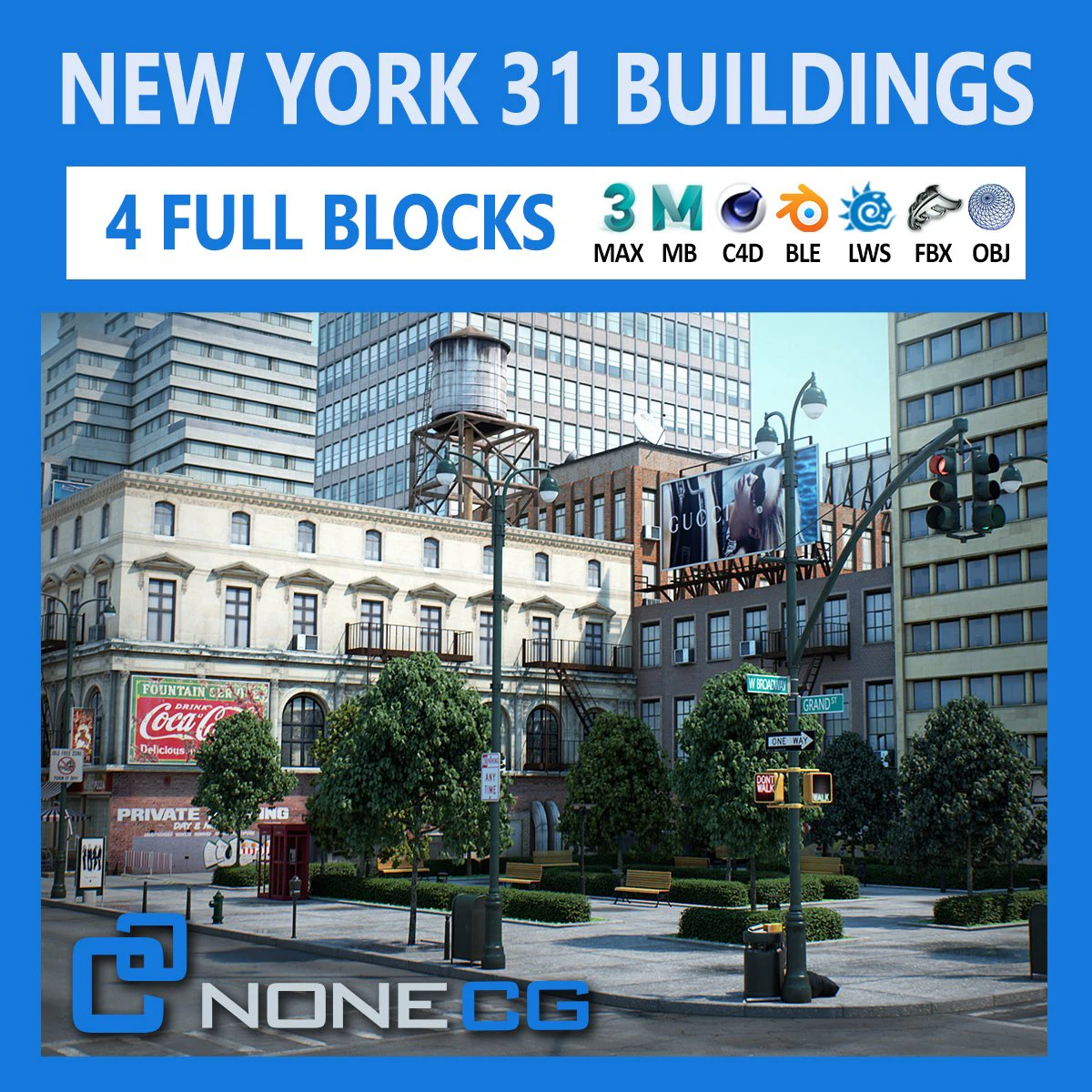 New york city blocks 31 buildings v2 3D Model .c4d .max .obj .3ds .fbx .stl .blend 