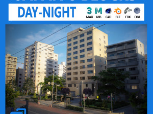 Japan 8 blocks 34 buildings 3D Model