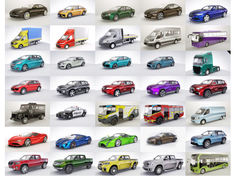 35 Generic Lowpoly Cars Modelo 3D