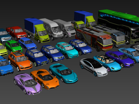 35 Generic Lowpoly Cars Modelo 3D