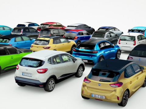 25 Low Poly Hatchbacks Model 3D