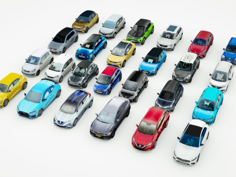 25 Low Poly Hatchbacks Model 3D