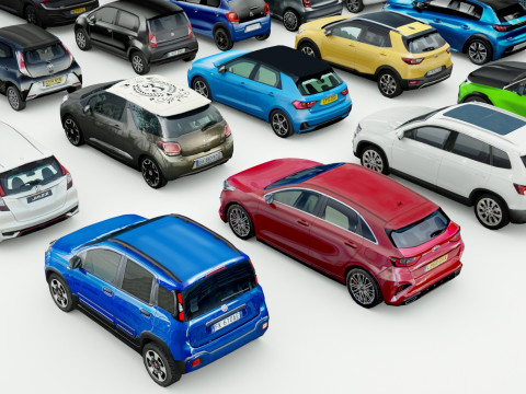 25 Low Poly Hatchbacks Model 3D