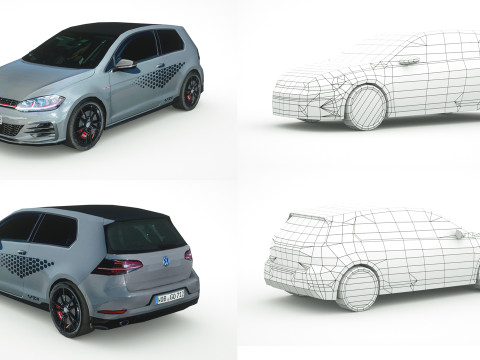 25 Low Poly Hatchbacks Model 3D