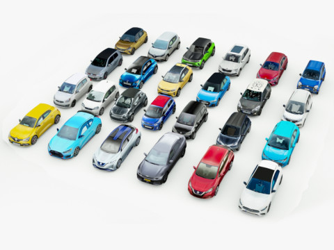 18 SUVs and VANs Low-poly 3D-Modell