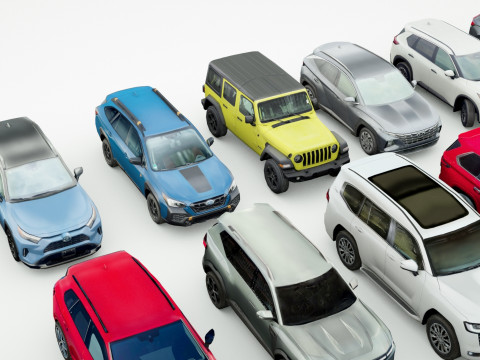 18 SUVs and VANs Low-poly Modello 3D