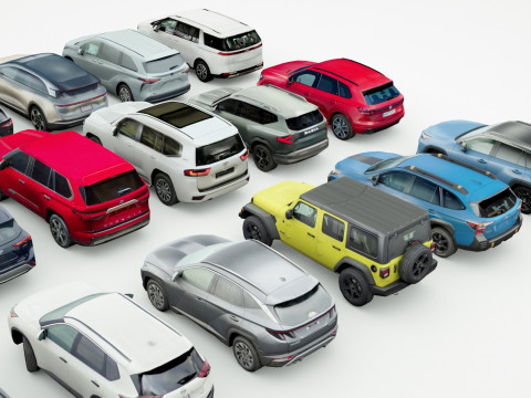 18 SUVs and VANs Low-poly Modello 3D