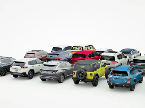 18 SUVs and VANs Low-poly 3D Model