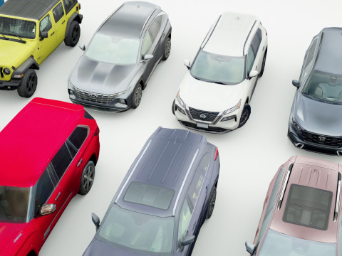18 SUVs and VANs Low-poly Modello 3D