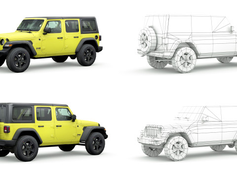 18 SUVs and VANs Low-poly Modello 3D