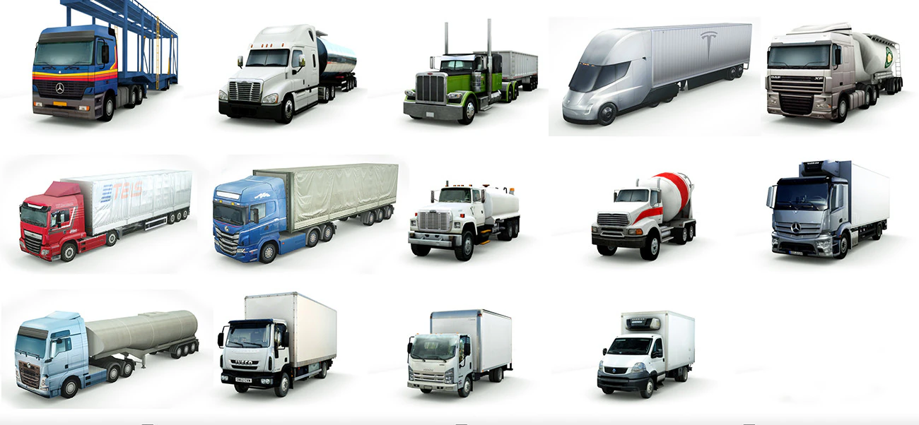 14 Low-Poly Trucks vol1 3D Model .c4d .max .obj .3ds .fbx .stl .blend 