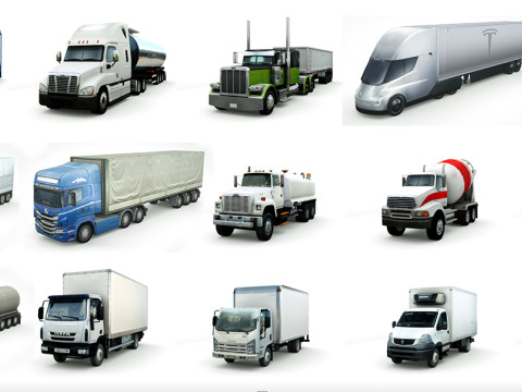 14 Low-Poly Trucks vol1 3D 模型