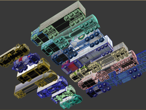 14 Low-Poly Trucks vol1 Model 3D