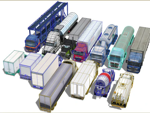 14 Low-Poly Trucks vol1 3D Model