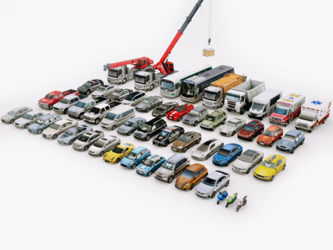 Low Poly City Generic Vehicles v01 Modelo 3D