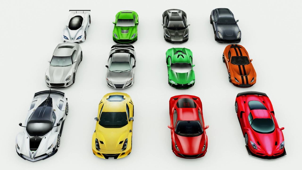 12 auto sportive low poly vol 2 Modello 3D .c4d .max .obj .3ds .fbx .stl .blend 