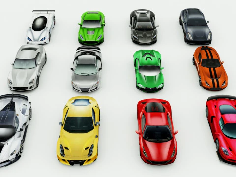 12 carros esportivos low poly vol 2 Modelo 3D