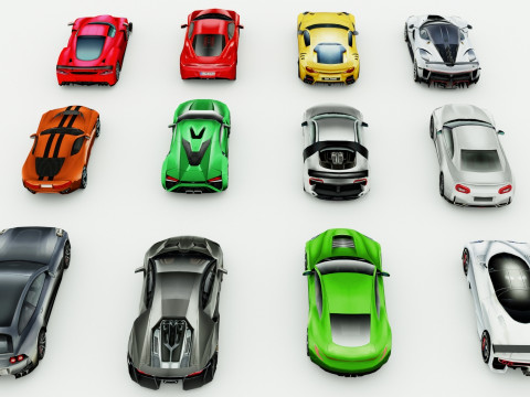 12 lowpoly Sportscars vol2 3D Model