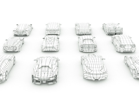 12 lowpoly Sportscars vol2 3D Model