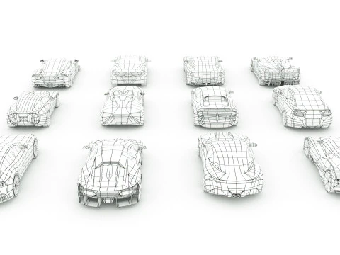 12 auto sportive low poly vol 2 Modello 3D