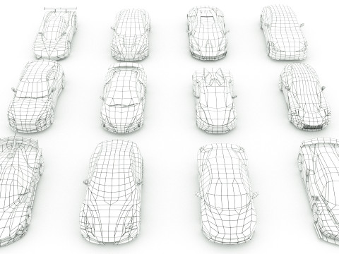 12 lowpoly Sportscars vol2 3D Model