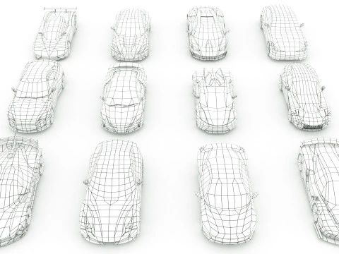 12 auto sportive low poly vol 2 Modello 3D