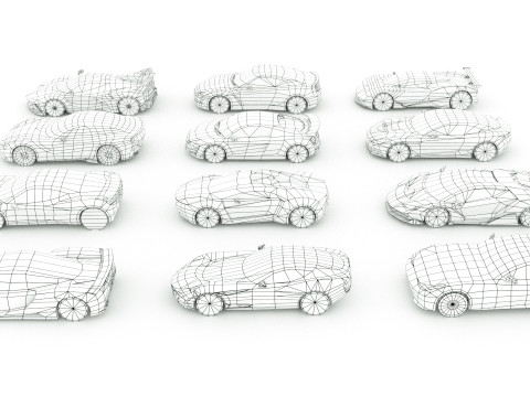 12 lowpoly Sportscars vol2 3D Model