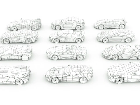 12 auto sportive low poly vol 2 Modello 3D