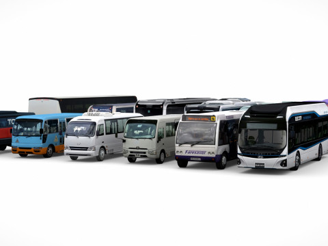12 lowpoly Buses Vol1 Modelo 3D