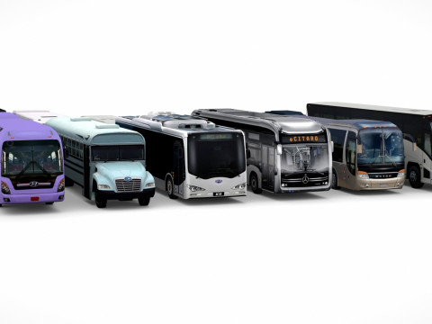 12 lowpoly Buses Vol1 Modelo 3D