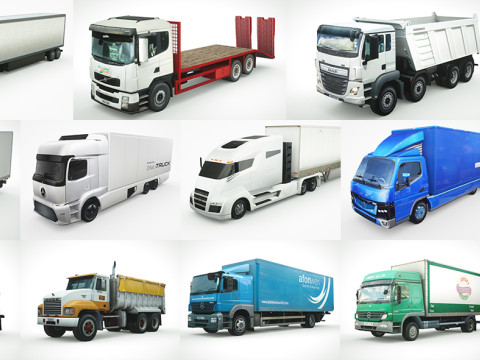 12 Low-Poly Trucks vol2 3D 模型