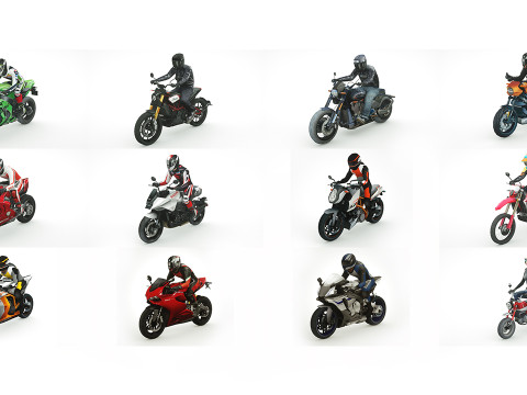 12 Low Poly Motorcycles 3D 模型