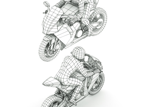 12 Low Poly Motorcycles 3D Model