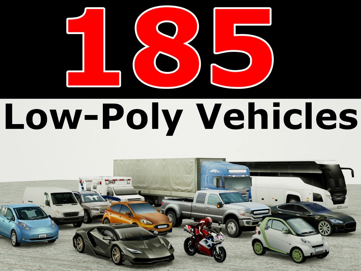 185 Low-Poly vehicles no brands 3D Model .c4d .max .obj .3ds .fbx .stl .blend
