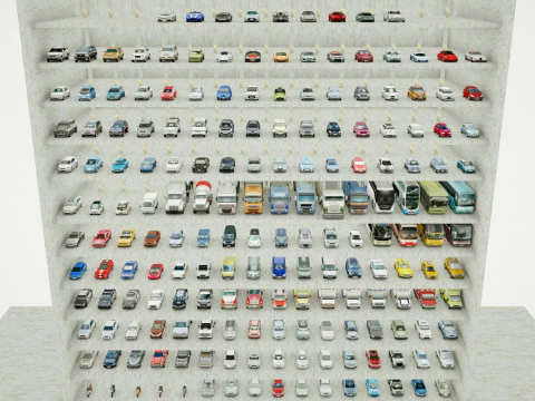 185 Low-Poly vehicles no brands 3D Model