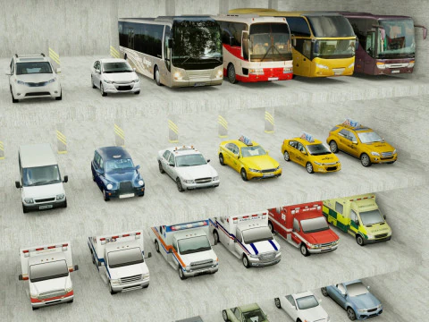 185 Low-Poly vehicles no brands 3D Model