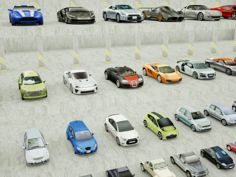 185 Low-Poly vehicles no brands 3D Model