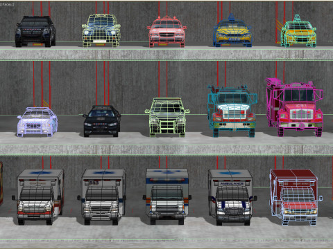 21 Low Poly social vehicles 3D Модель