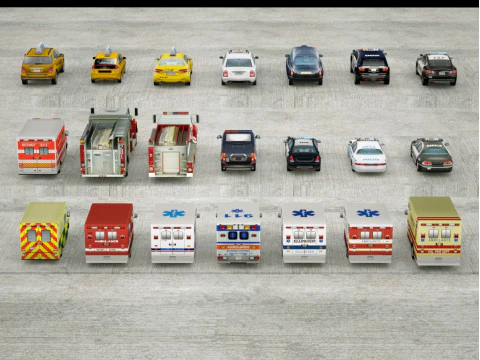 21 Low Poly social vehicles 3D Model