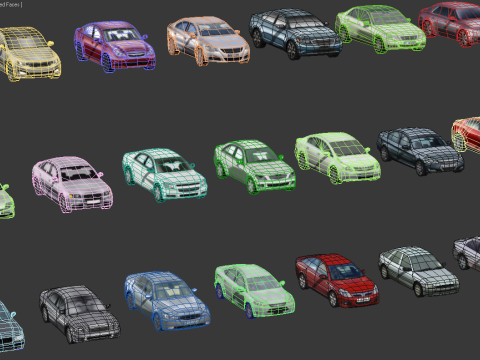20 Low Poly sedans 3D 模型