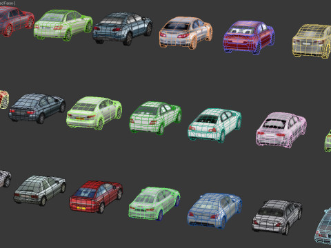 20 Low Poly sedans 3D 模型