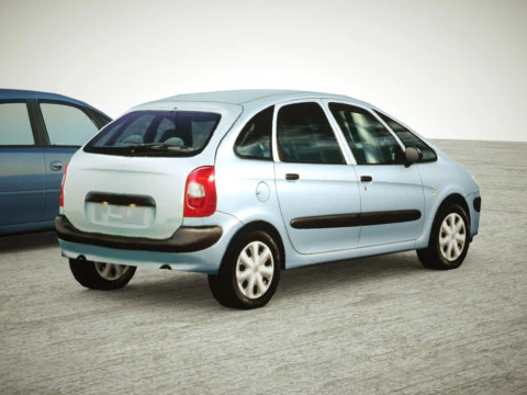 9 Low-poly minibusjes 3D Model