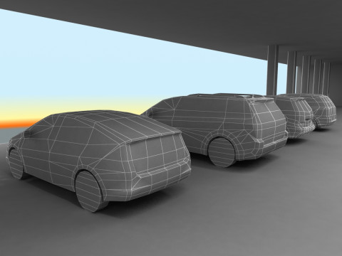 9 Low-poly Mini-Vans Model 3D