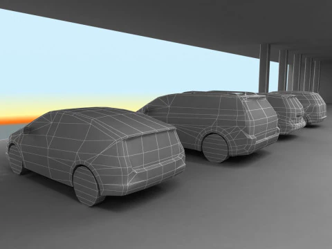 9 Low-poly minibusjes 3D Model