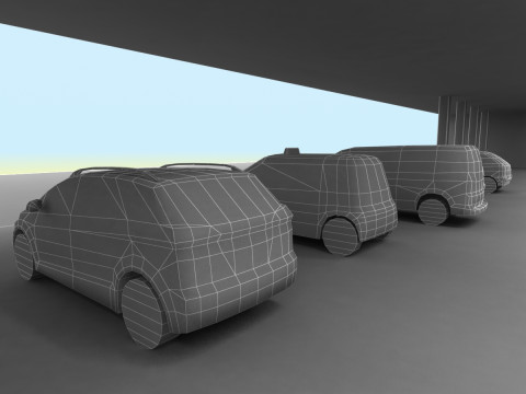9 Low-poly Mini-Vans Model 3D