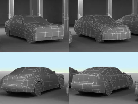 6 Low Poly luxury sport sedans 3D Model